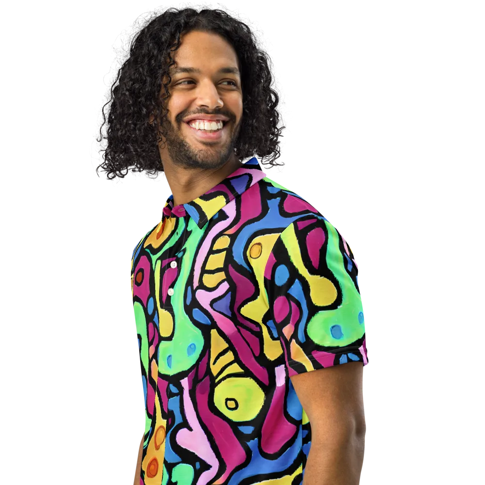 Pop Oracle on Men's Slim Fit Polo Shirt — Left Front