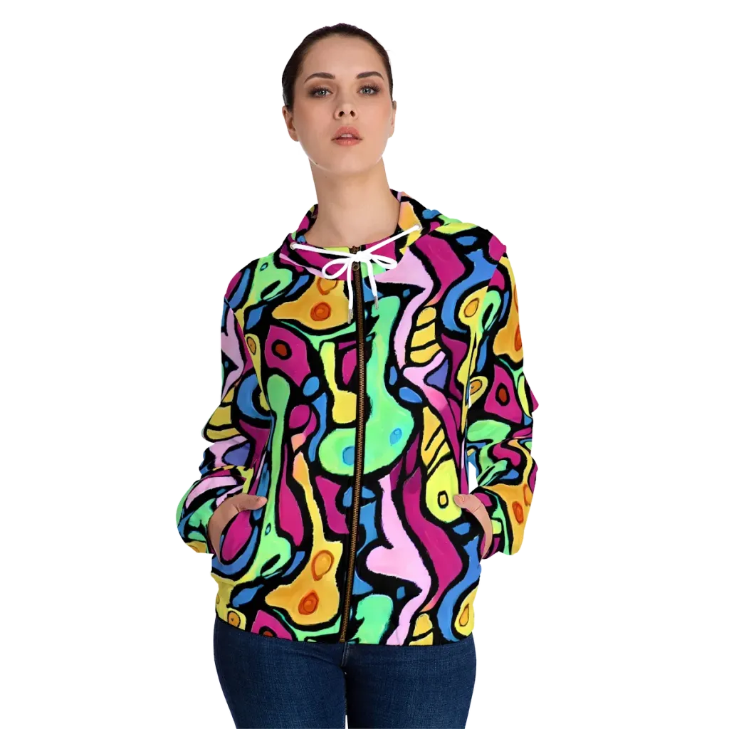 Pop Oracle on Women's Full-Zip Hoodie — Front On Person