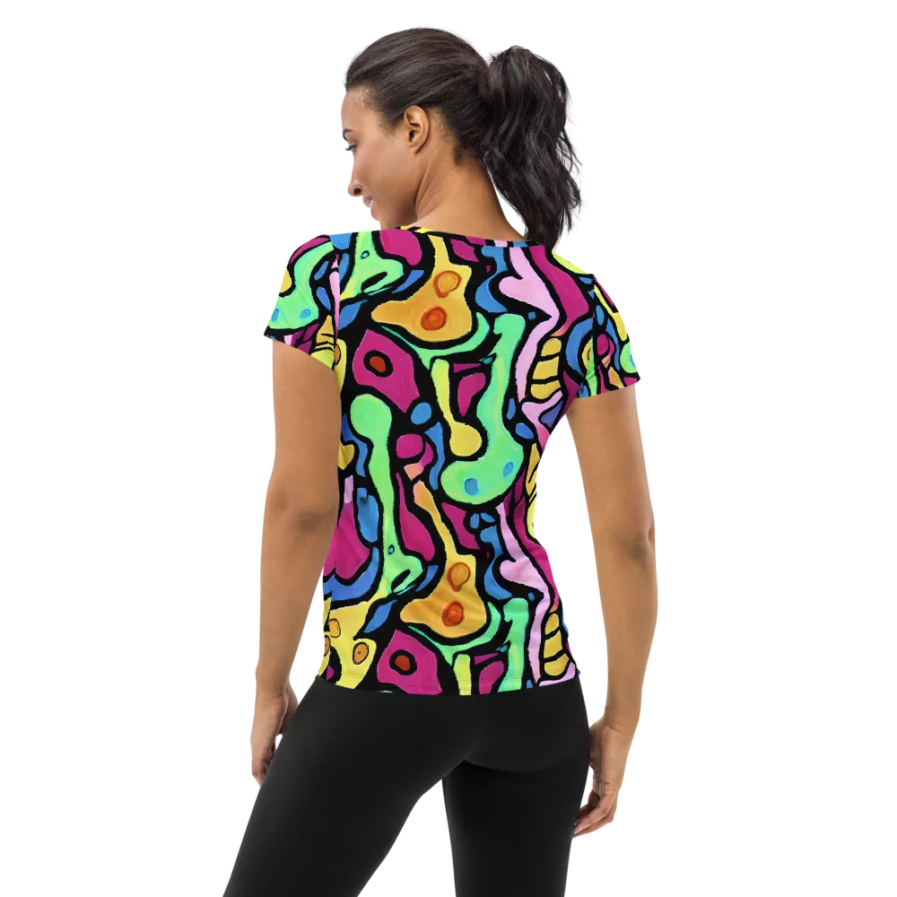 Pop Oracle on Women's Athletic T-Shirt — Back