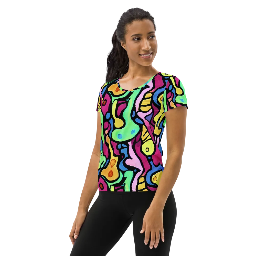 Pop Oracle on Women's Athletic T-Shirt — Left