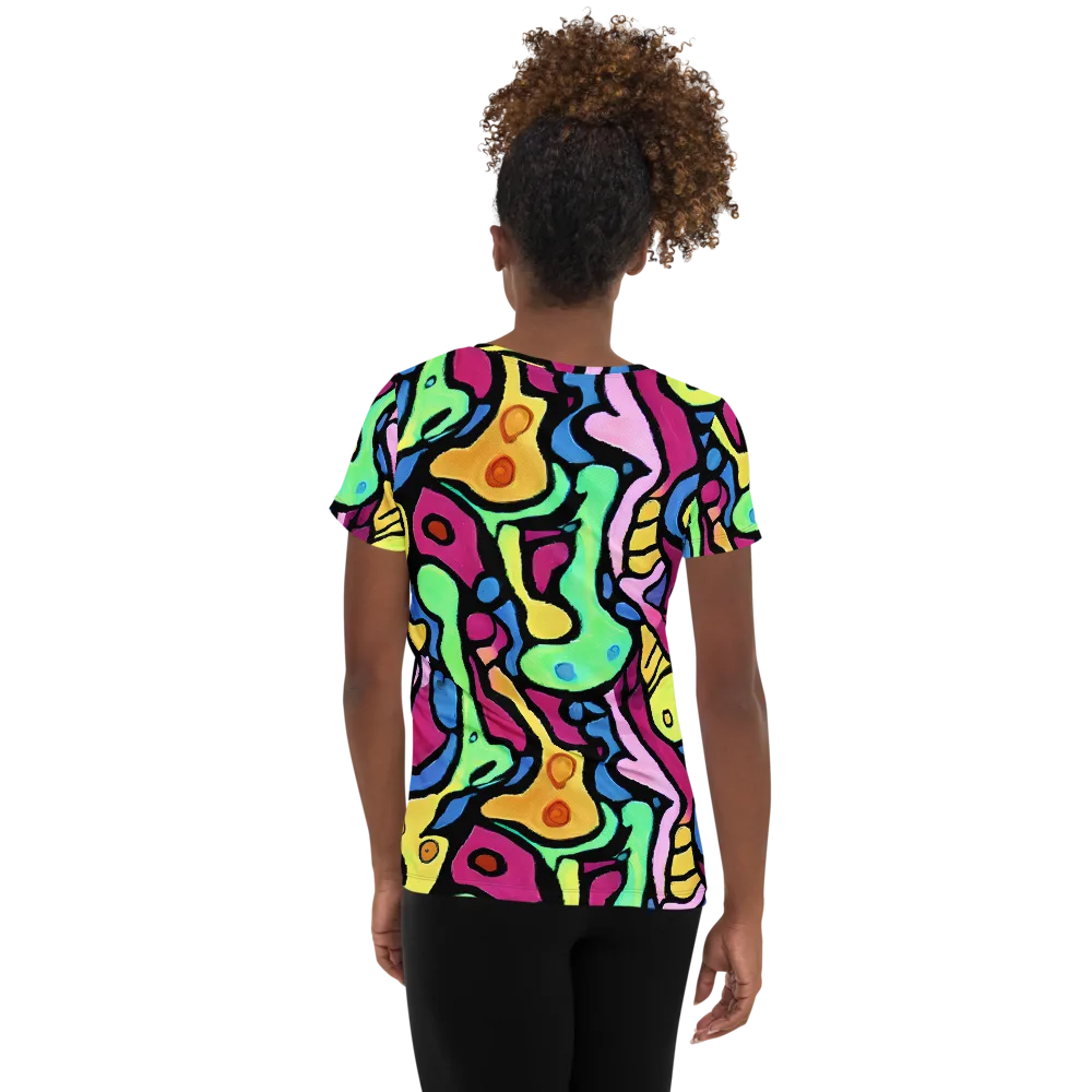Pop Oracle on Women's Athletic T-Shirt — Back