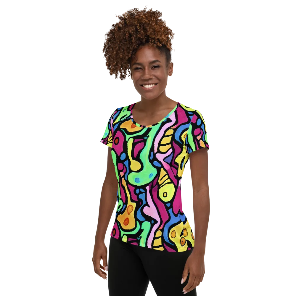 Pop Oracle on Women's Athletic T-Shirt — Left