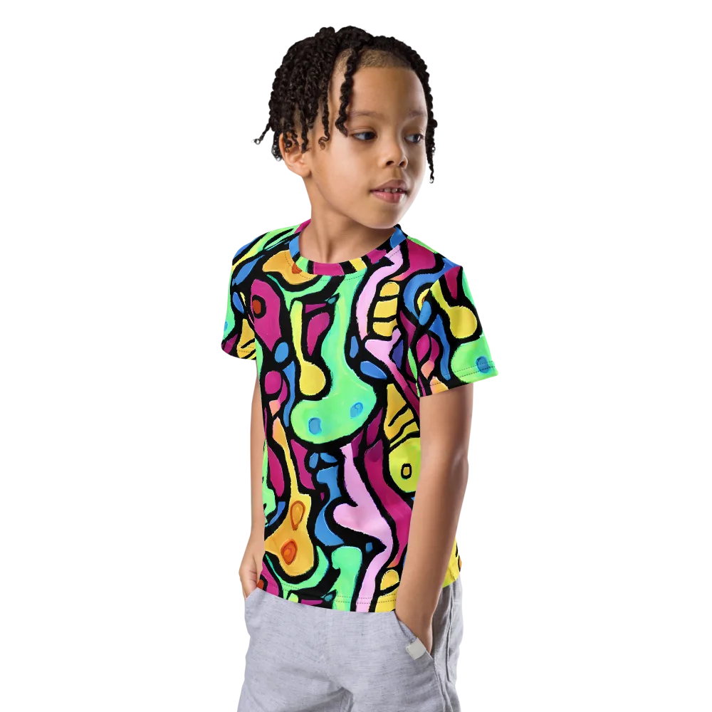 Pop Oracle on Kids Crew Neck T-Shirt — Left Front