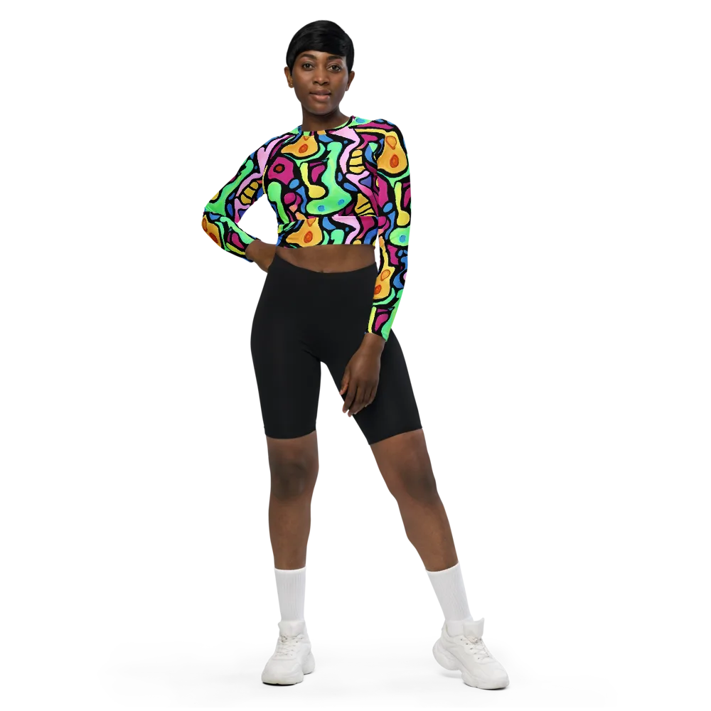 Pop Oracle on Long Sleeve Crop Top — Front