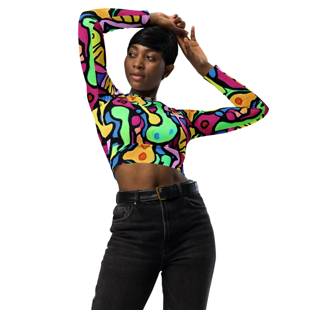 Pop Oracle on Long Sleeve Crop Top — Front