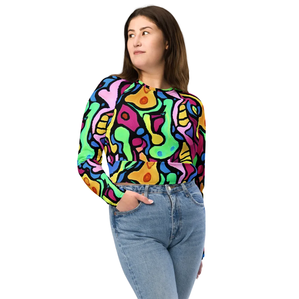 Pop Oracle on Long Sleeve Crop Top — Front