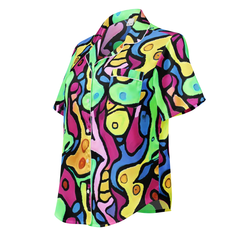 Pop Oracle on Women's Short Sleeve Pajama Top — Left Front