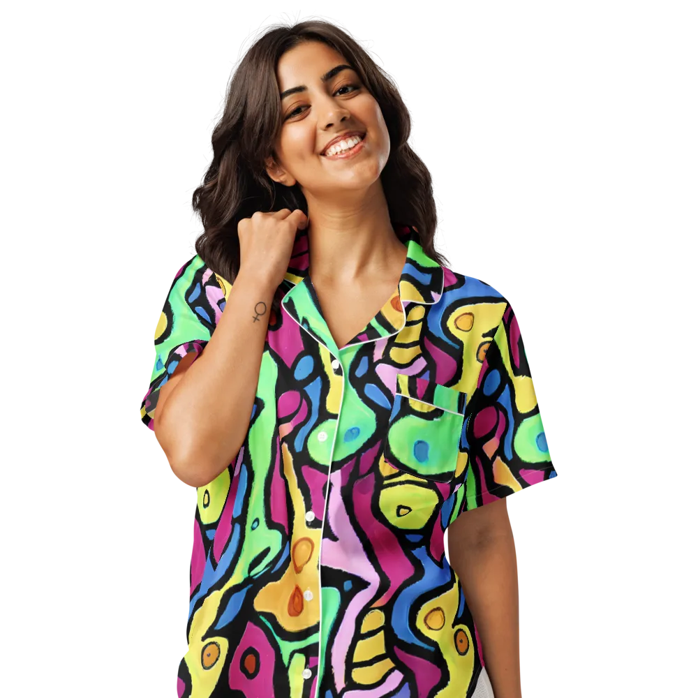 Pop Oracle on Women's Short Sleeve Pajama Top — Front