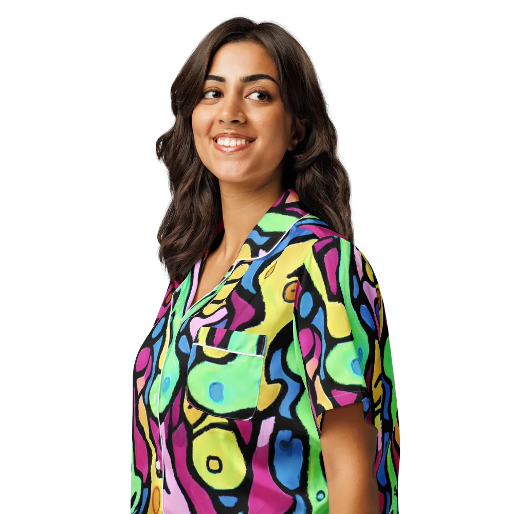 Pop Oracle on Women's Short Sleeve Pajama Top — Left Front