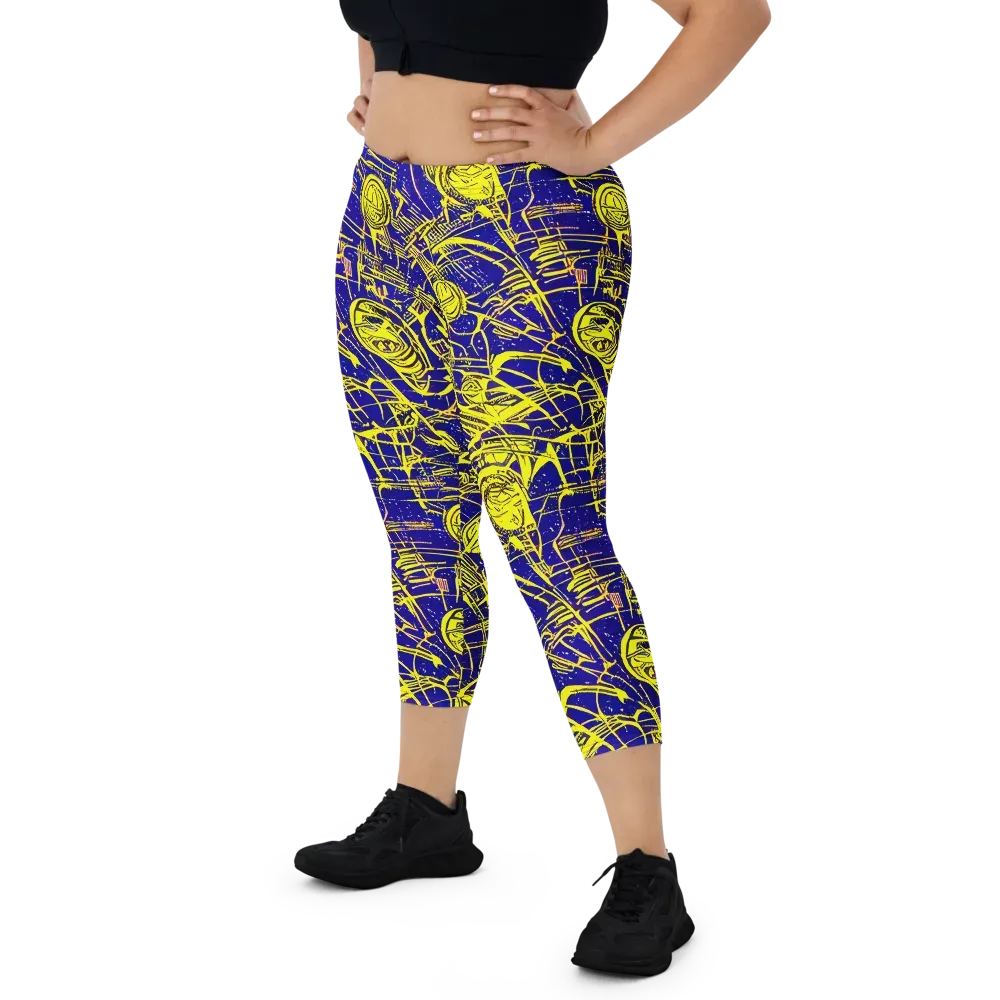 Neon Astronaut on Capri Leggings — Front