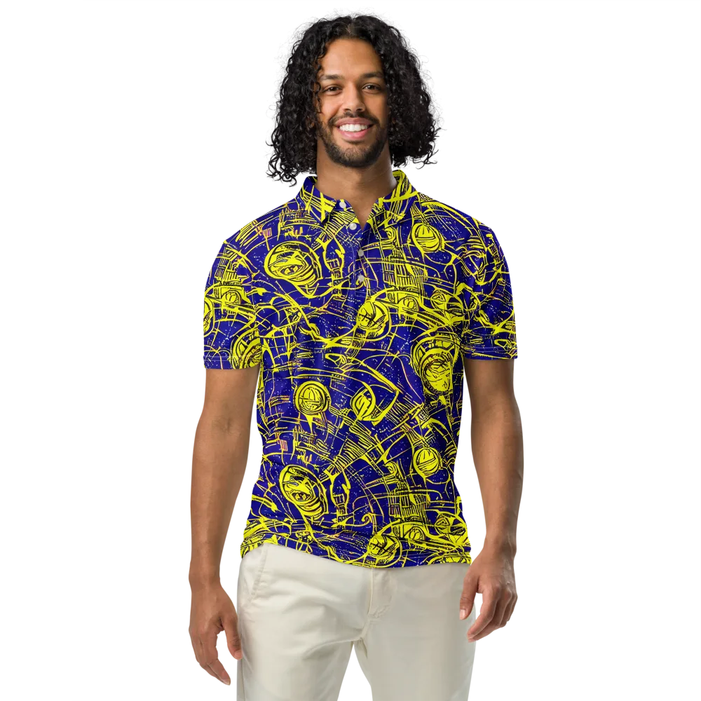 Neon Astronaut on Men's Slim Fit Polo Shirt — Front