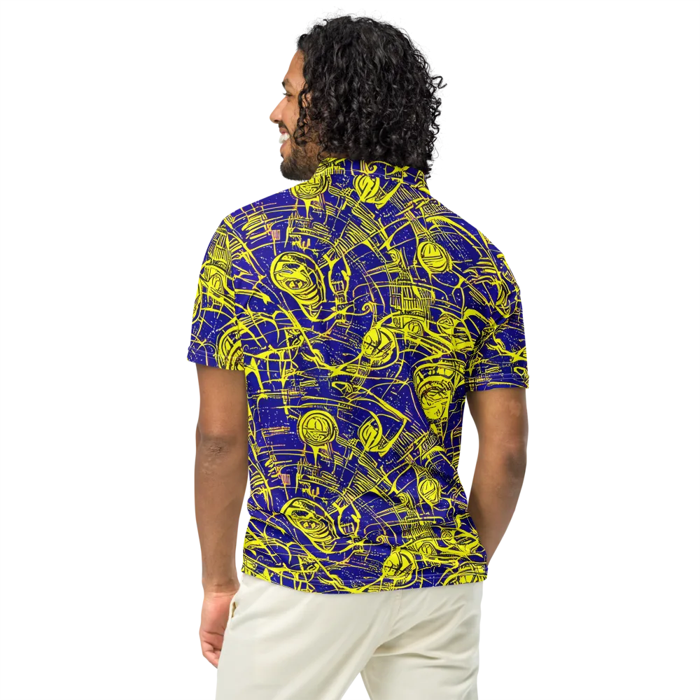 Neon Astronaut on Men's Slim Fit Polo Shirt — Back