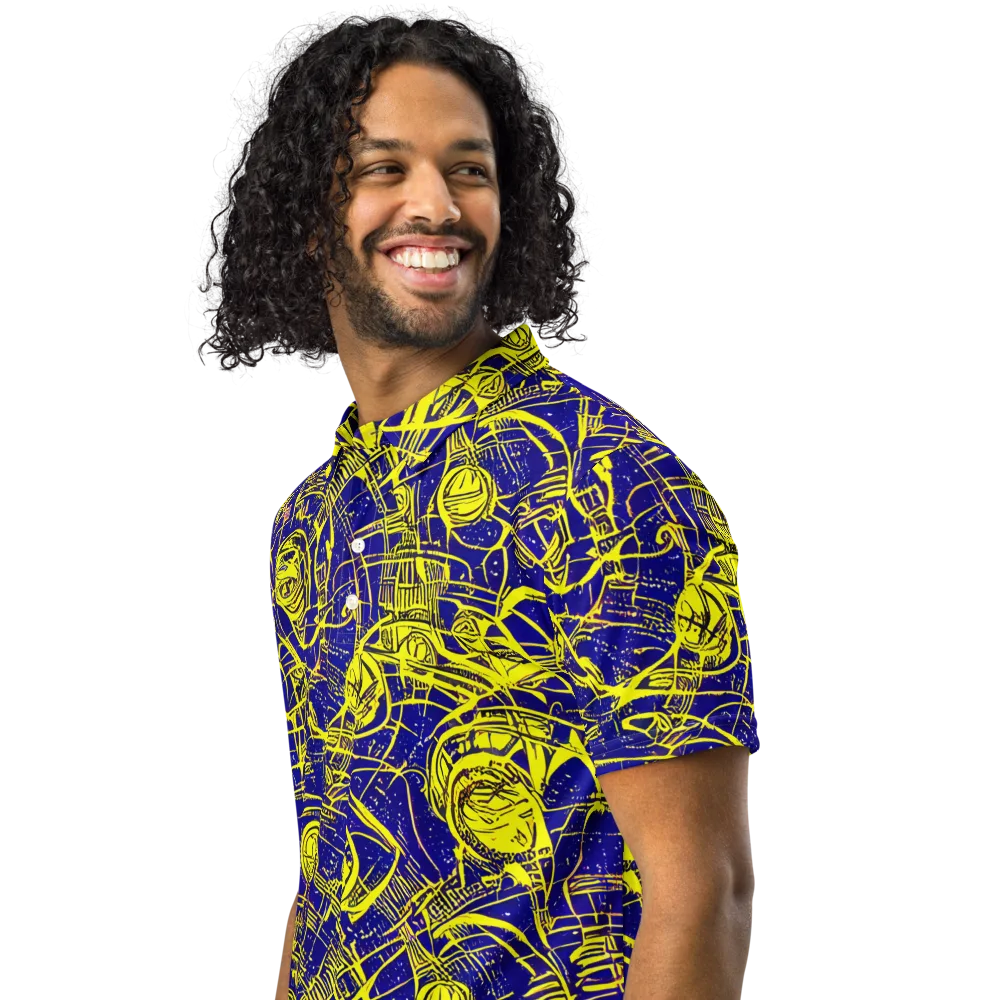 Neon Astronaut on Men's Slim Fit Polo Shirt — Left Front