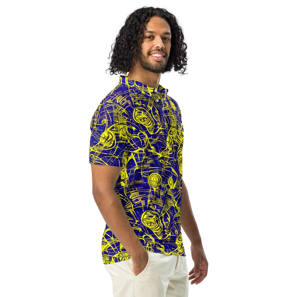 Neon Astronaut on Men's Slim Fit Polo Shirt — Right Front