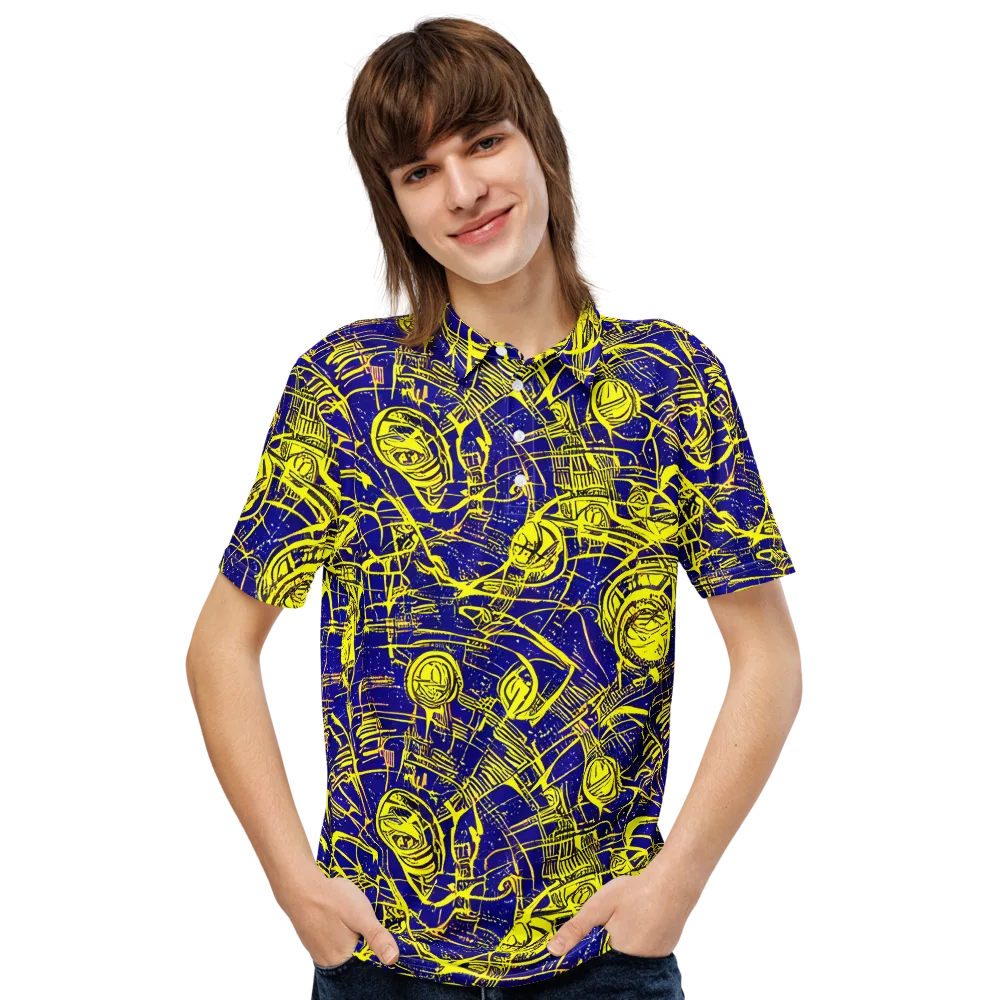 Neon Astronaut on Men's Slim Fit Polo Shirt — Front