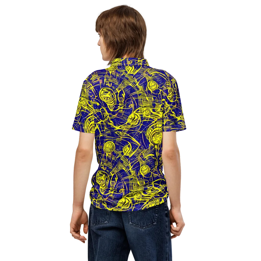 Neon Astronaut on Men's Slim Fit Polo Shirt — Back