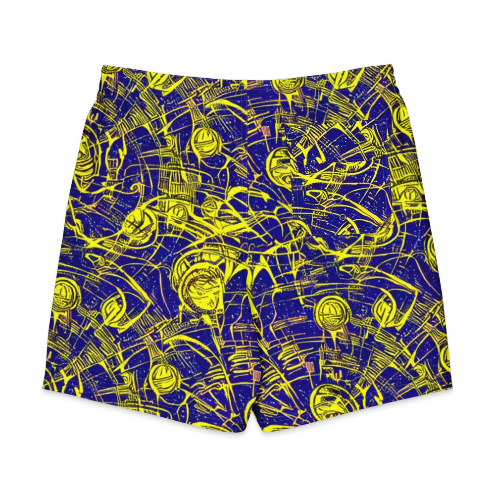 Neon Astronaut on Men's Board Shorts — Back