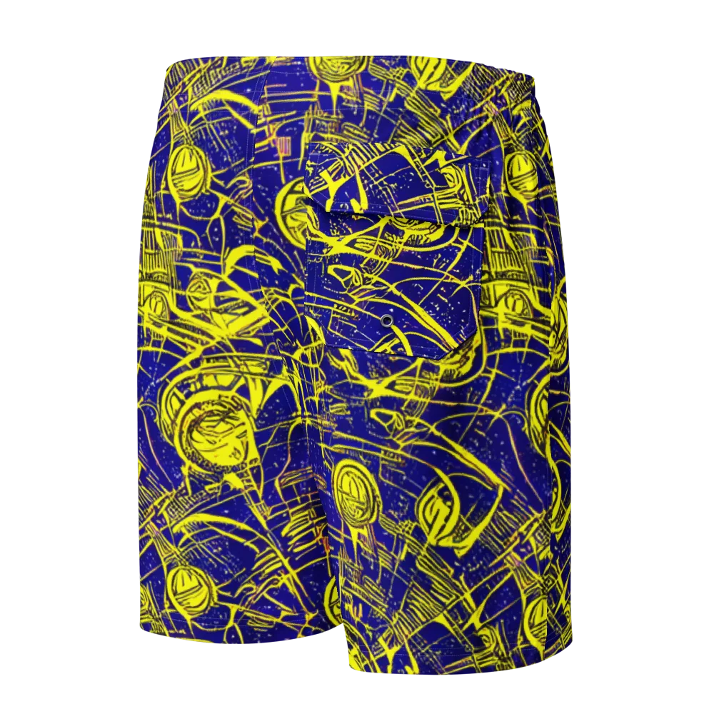 Neon Astronaut on Men's Board Shorts — Back