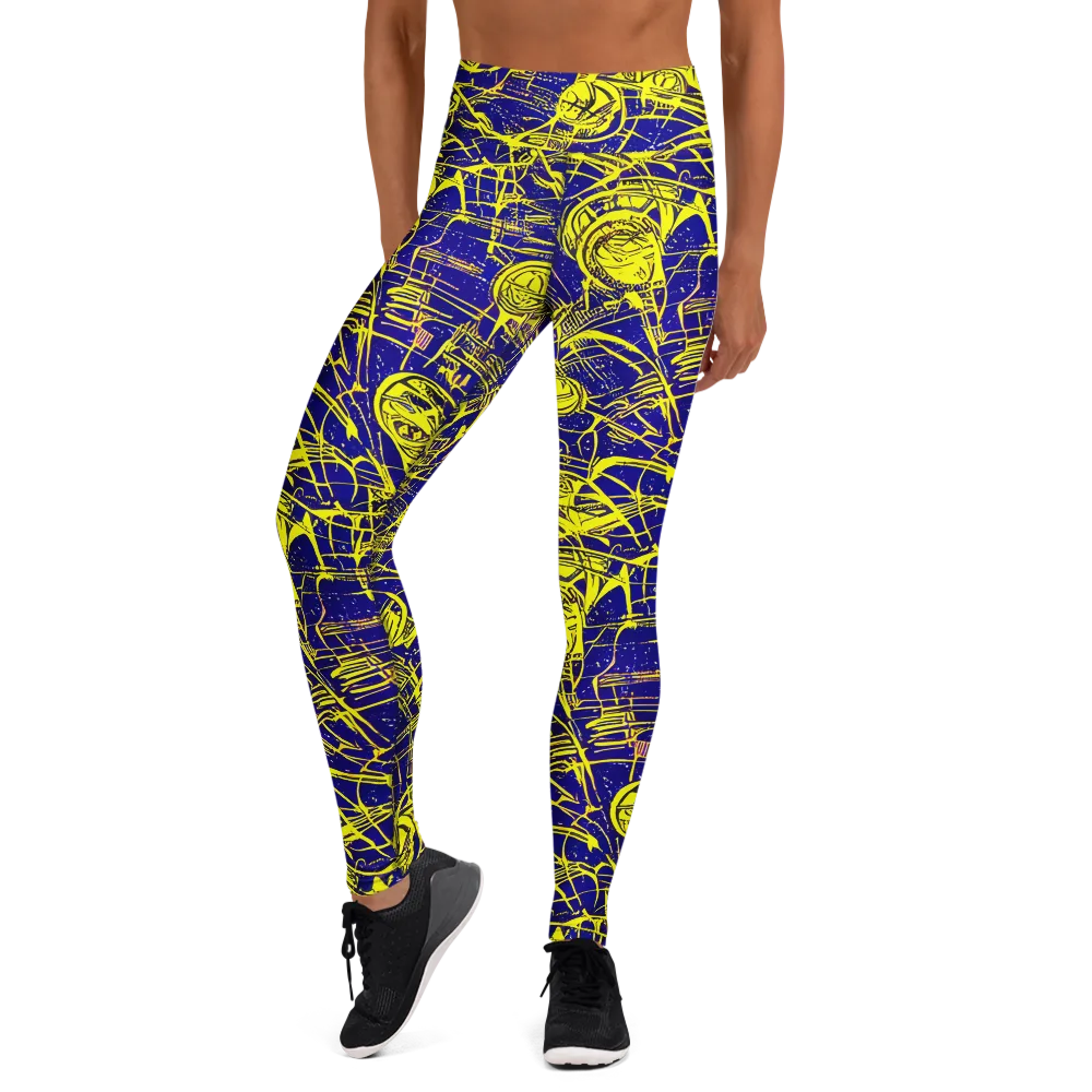 Neon Astronaut on Yoga Leggings — Front