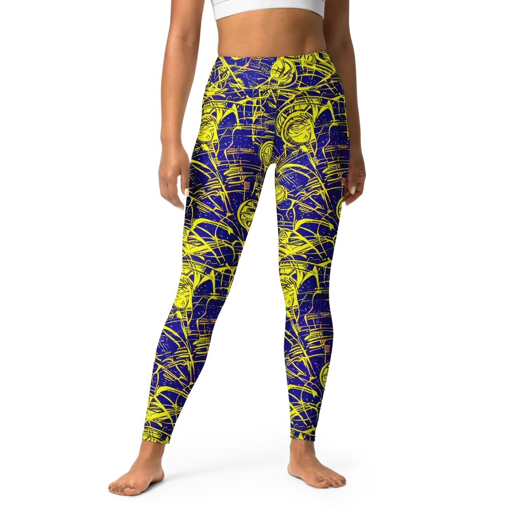 Neon Astronaut on Yoga Leggings — Front