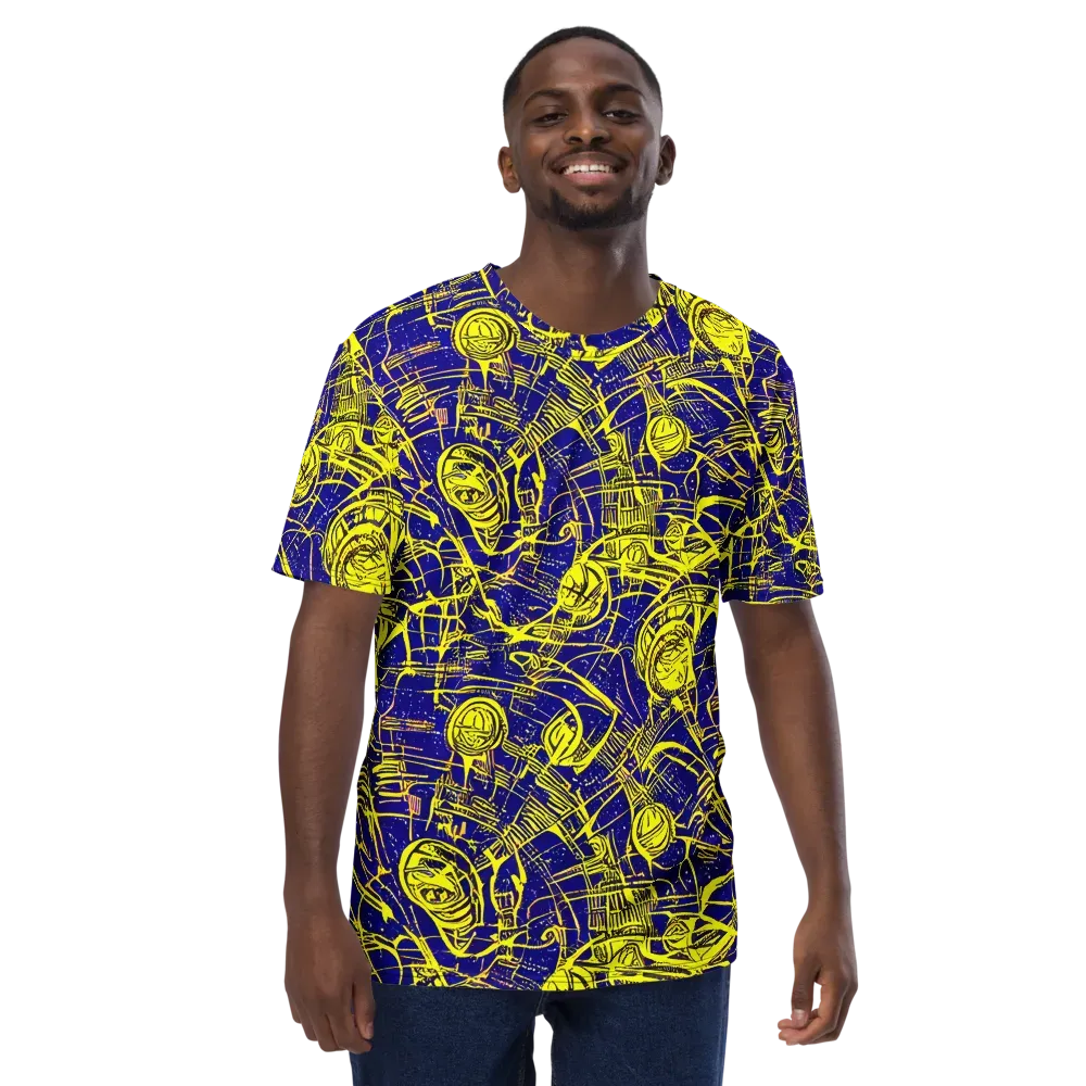 Neon Astronaut on Men's Crew Neck T-Shirt — Front