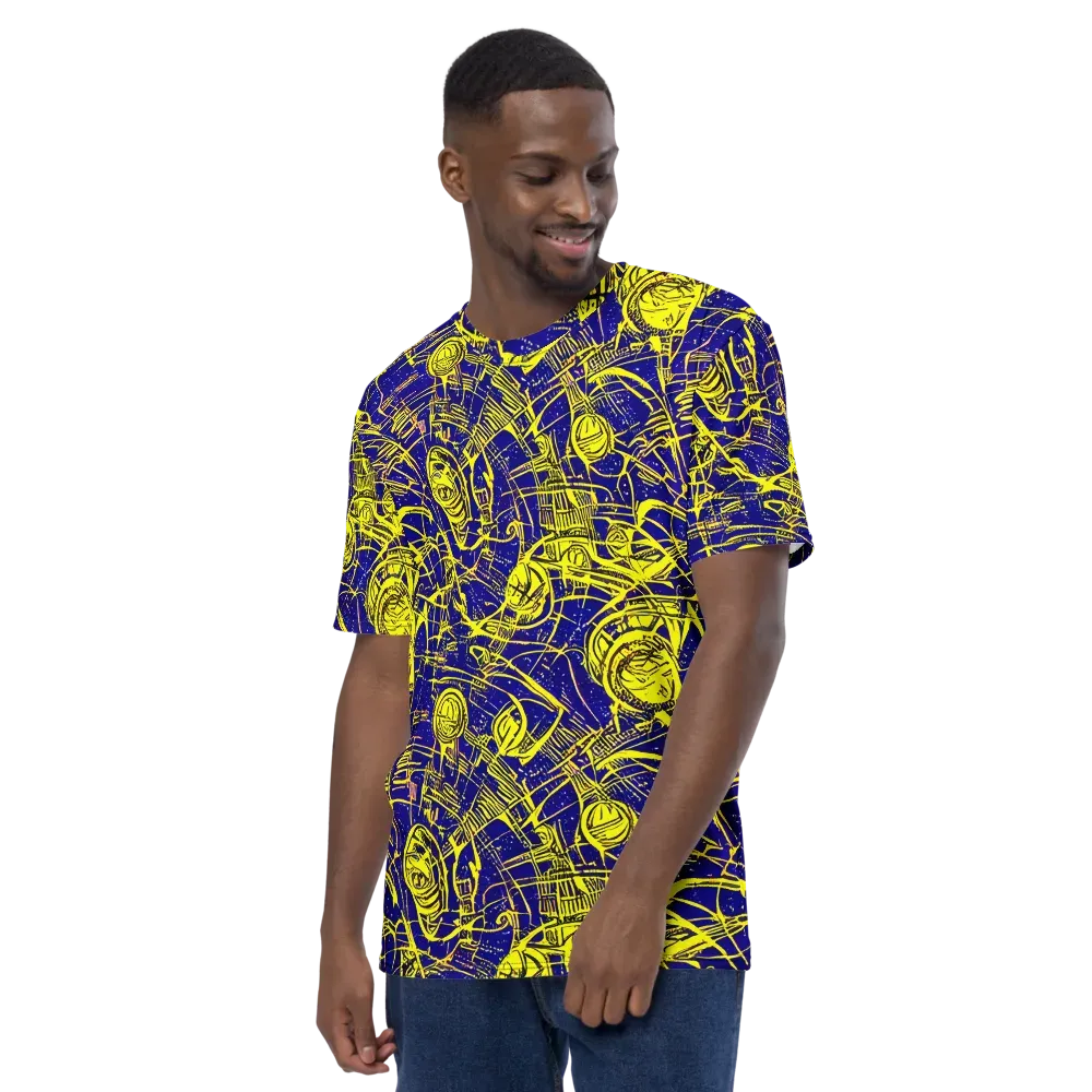 Neon Astronaut on Men's Crew Neck T-Shirt — Left