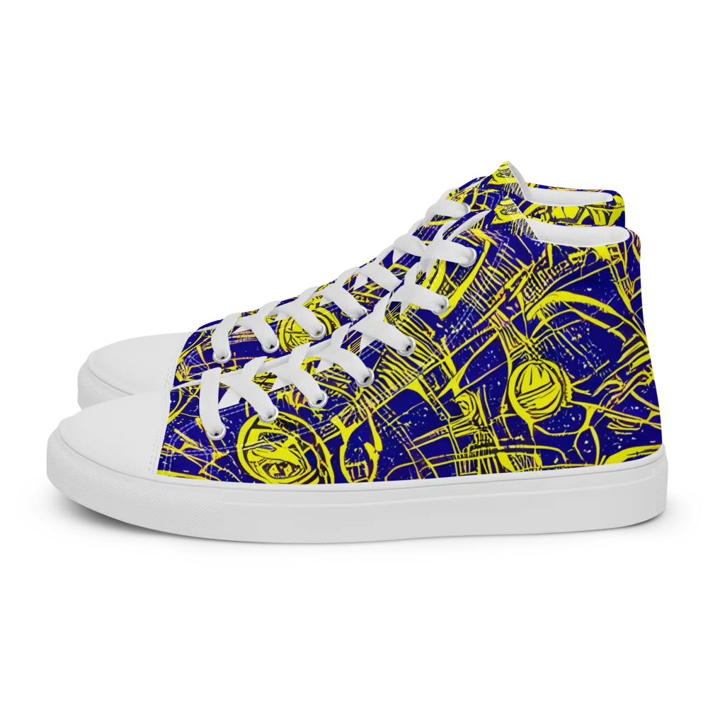 Neon Astronaut on Men's High Top Canvas Shoes — Left