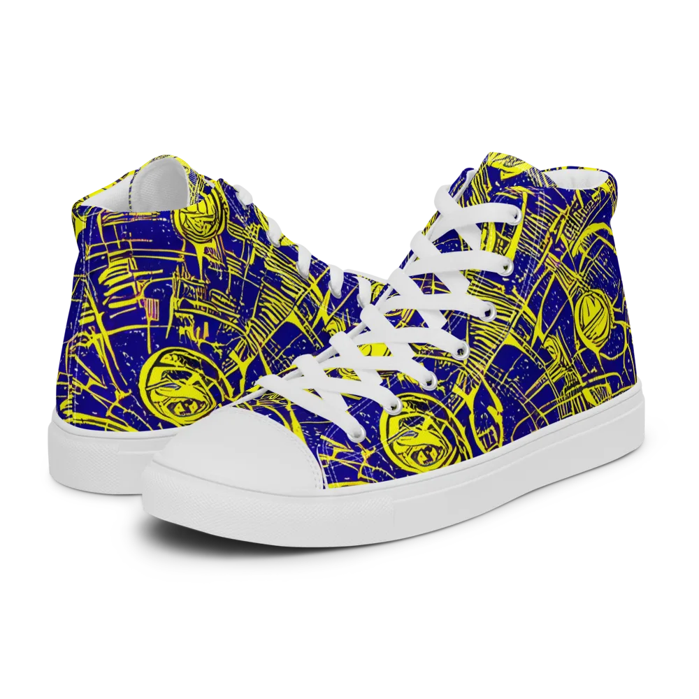 Neon Astronaut on Men's High Top Canvas Shoes — Left