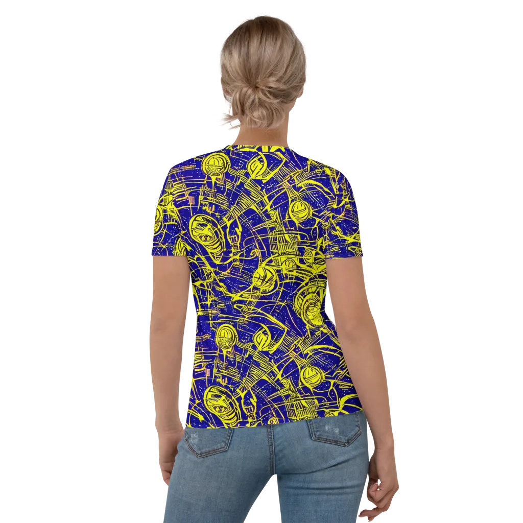 Neon Astronaut on Women's Crew Neck T-Shirt — Back