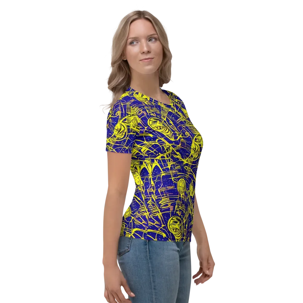 Neon Astronaut on Women's Crew Neck T-Shirt — Right