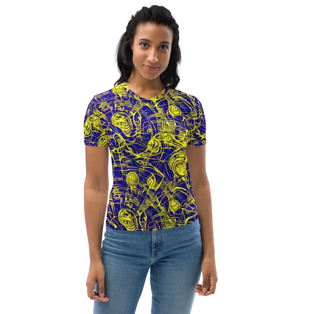 Neon Astronaut on Women's Crew Neck T-Shirt — Front