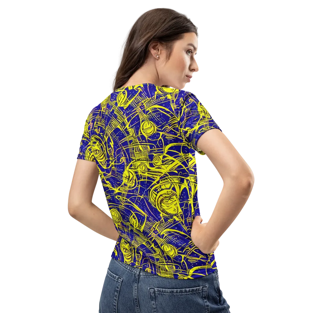 Neon Astronaut on Women's Crew Neck T-Shirt — Back