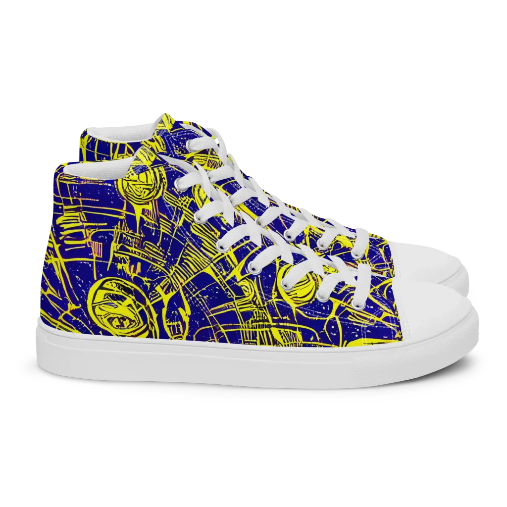 Neon Astronaut on Women's High Top Canvas Shoes — Right