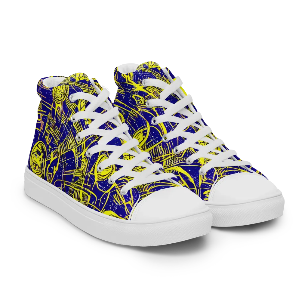 Neon Astronaut on Women's High Top Canvas Shoes — Right Front