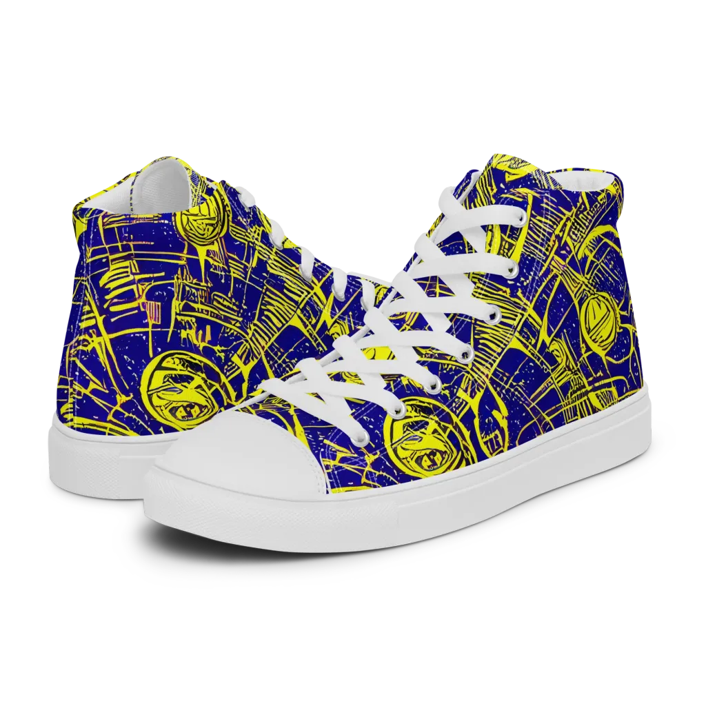 Neon Astronaut on Women's High Top Canvas Shoes — Left
