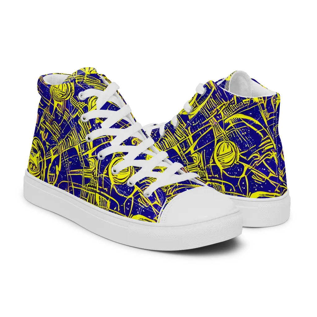 Neon Astronaut on Women's High Top Canvas Shoes — Right