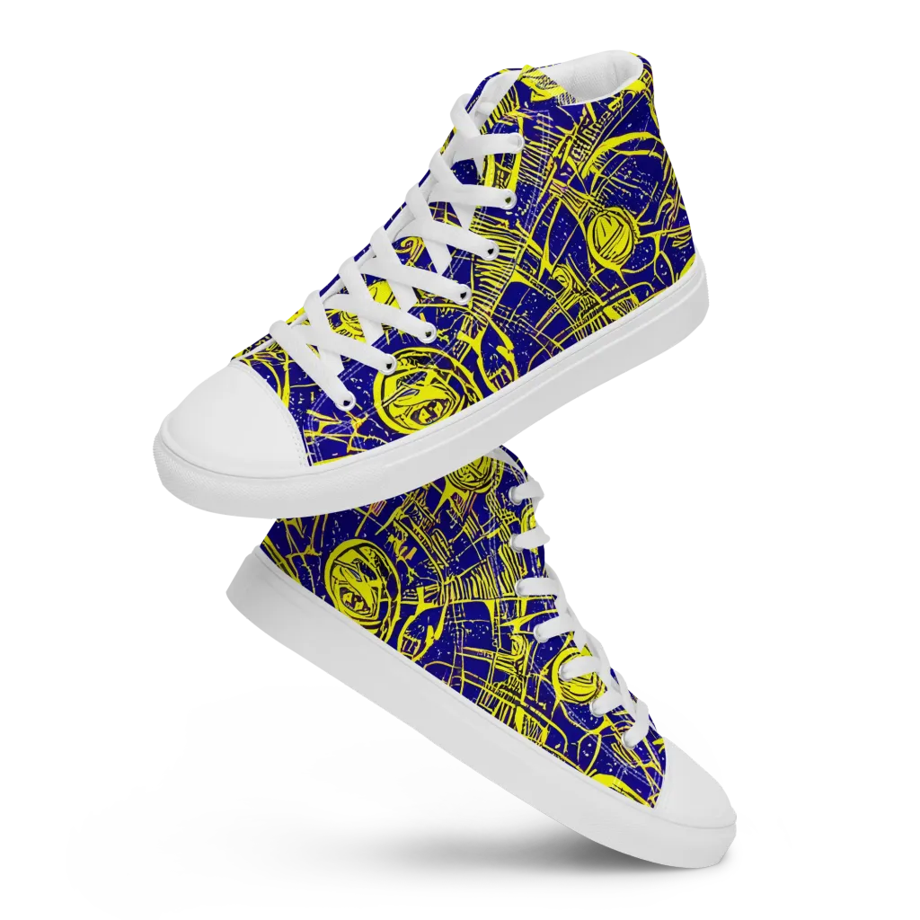 Neon Astronaut on Women's High Top Canvas Shoes — Front