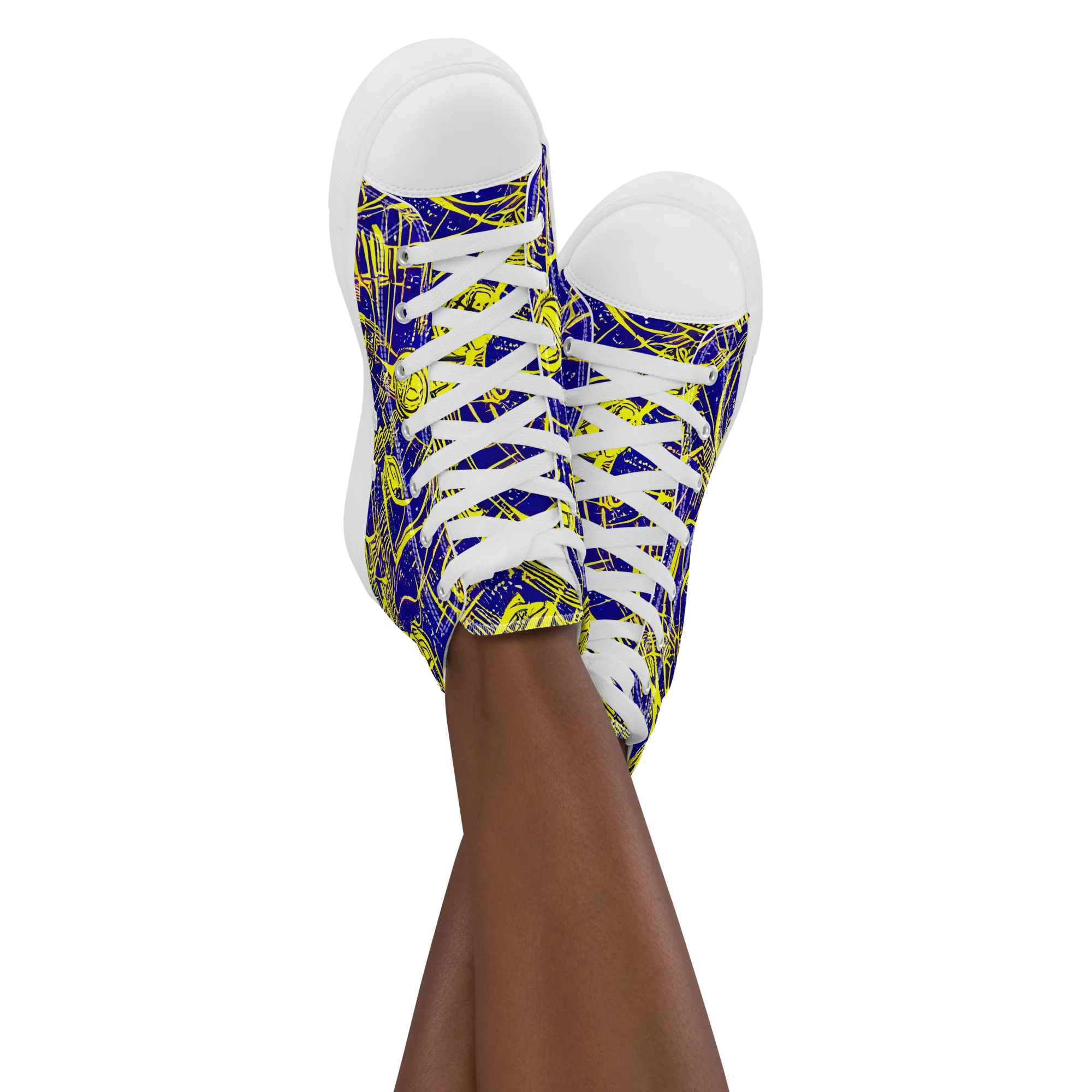 Neon Astronaut on Women's High Top Canvas Shoes — Front
