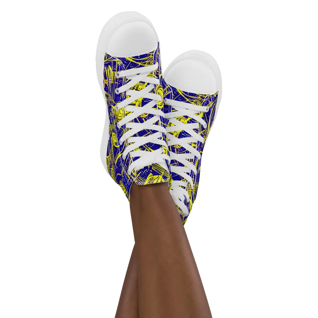 Neon Astronaut on Women's High Top Canvas Shoes — Front