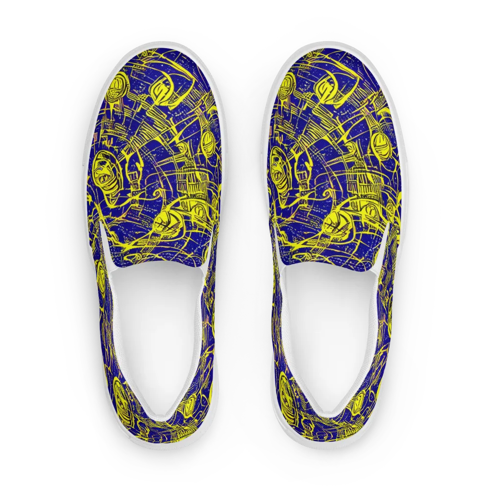 Neon Astronaut on Men's Slip-On Canvas Shoes — Front