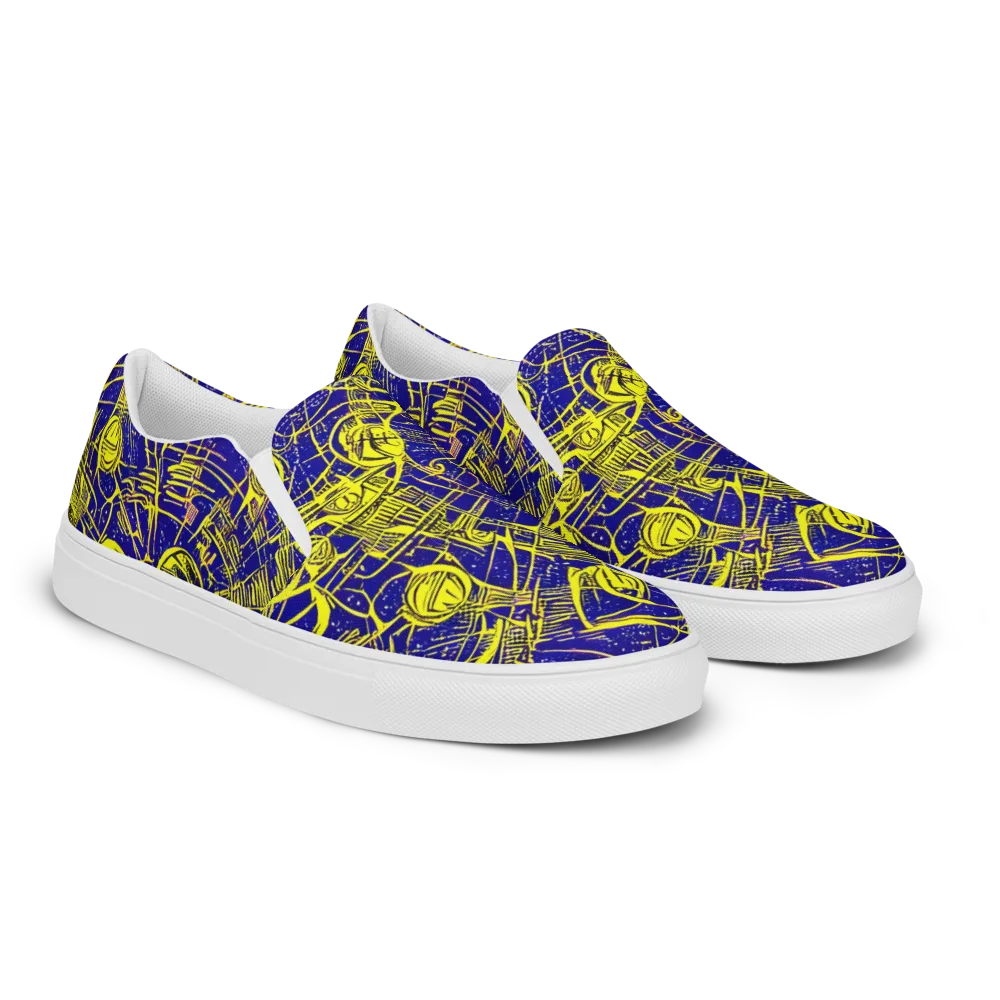 Neon Astronaut on Men's Slip-On Canvas Shoes — Right Front