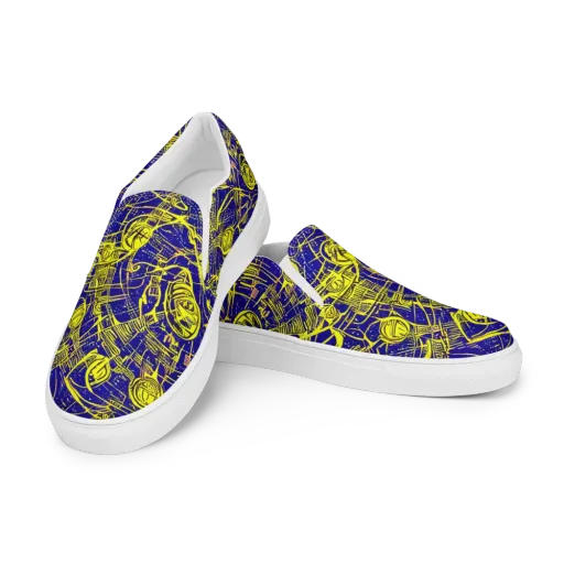 Neon Astronaut on a Men's Slip-On Canvas Shoes
