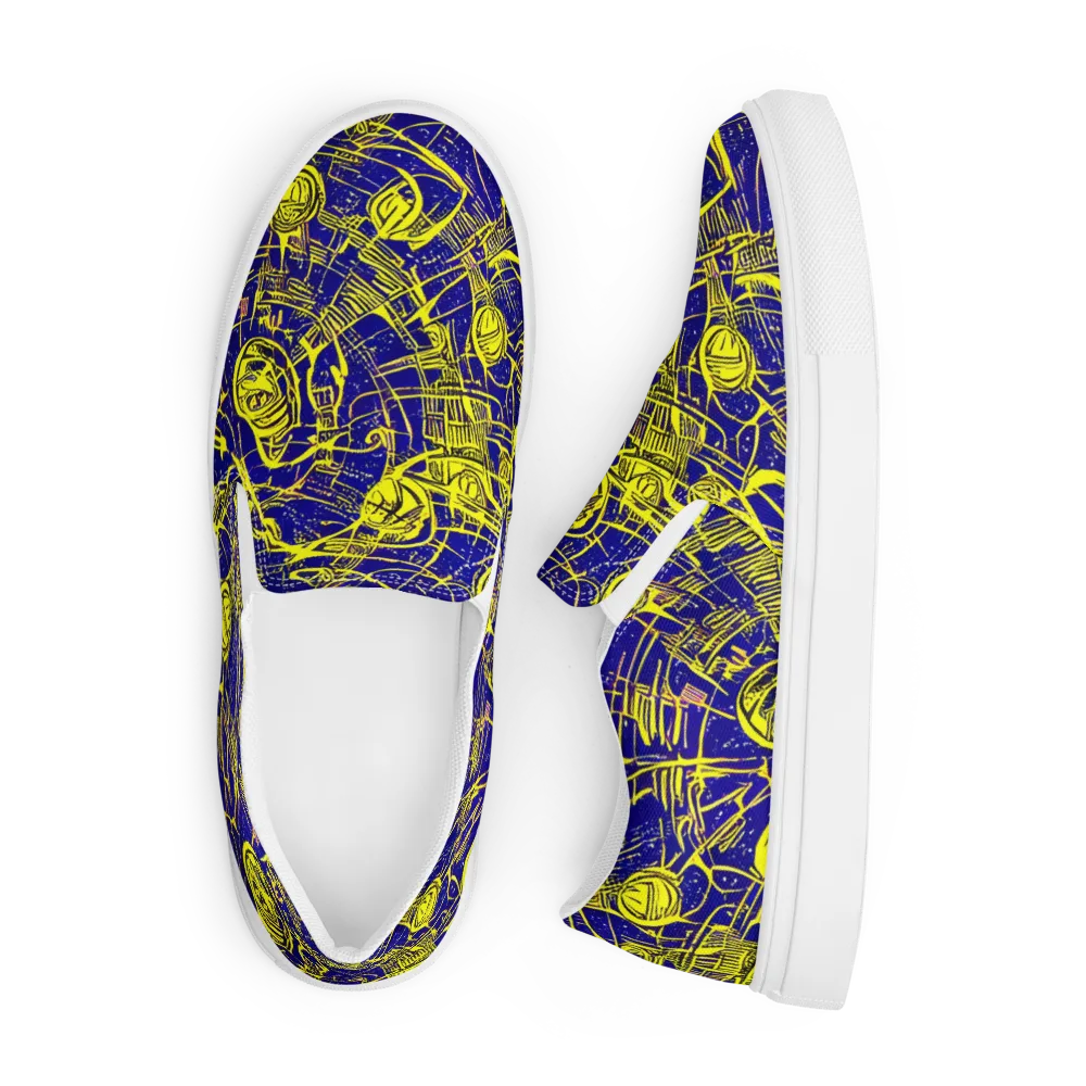 Neon Astronaut on Men's Slip-On Canvas Shoes — Front