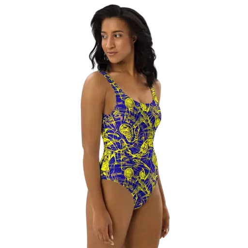 Neon Astronaut on a One-Piece Swimsuit