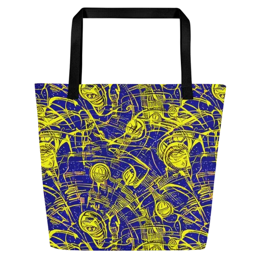Neon Astronaut on a Large Tote Bag W/ Pocket