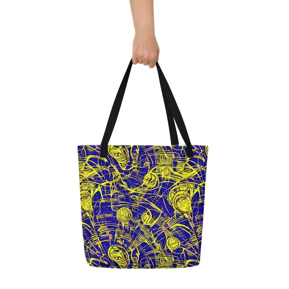 Neon Astronaut on Large Tote Bag W/ Pocket — Front