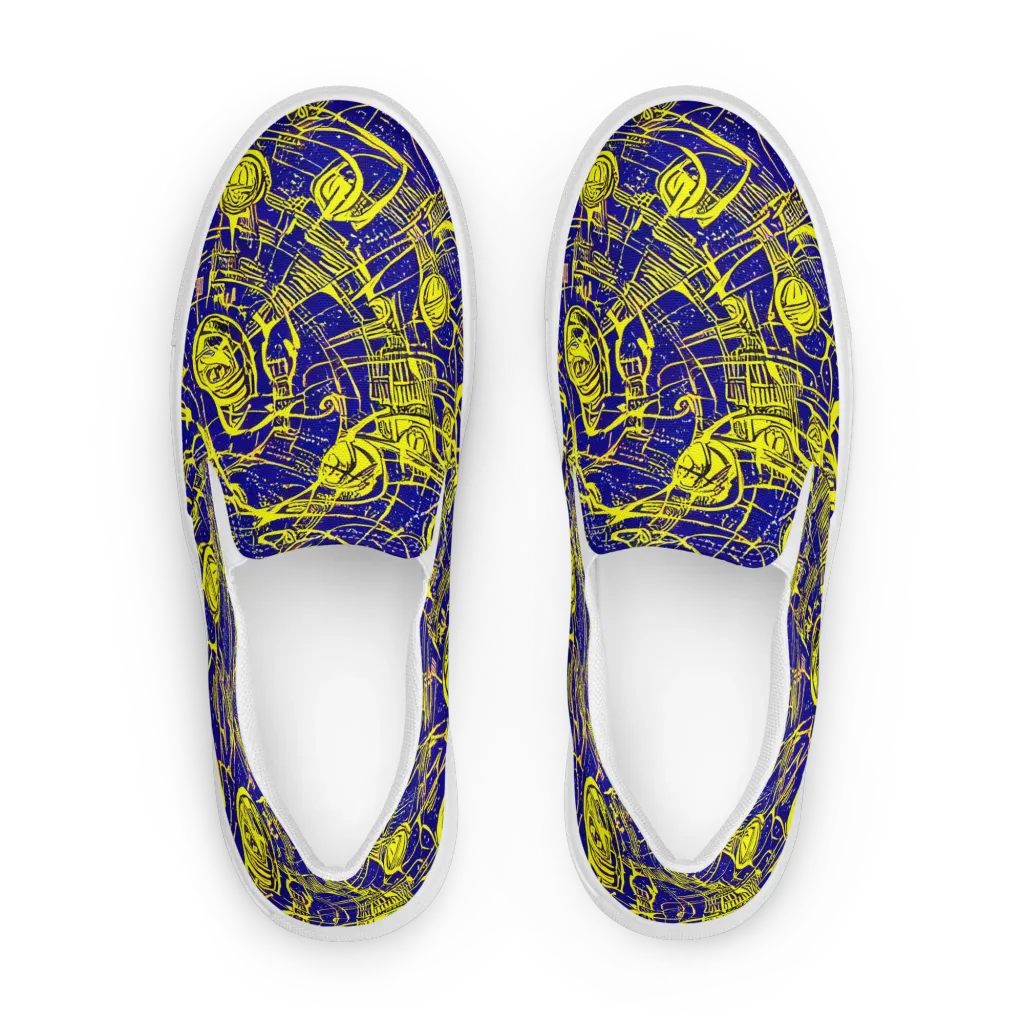 Neon Astronaut on Women's Slip-On Canvas Shoes — Front