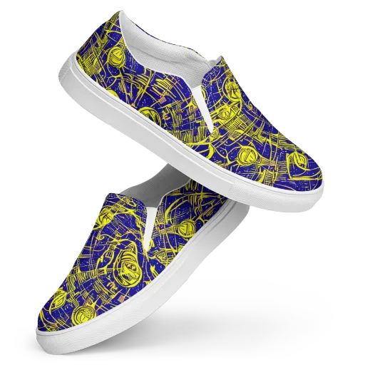 Neon Astronaut on a Women's Slip-On Canvas Shoes