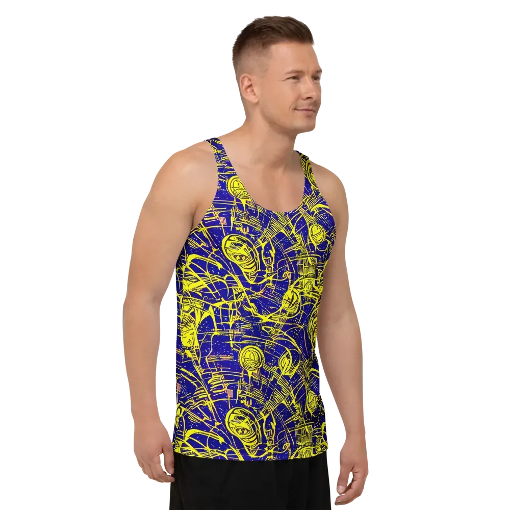 Neon Astronaut on Men's Tank Top — Right Front