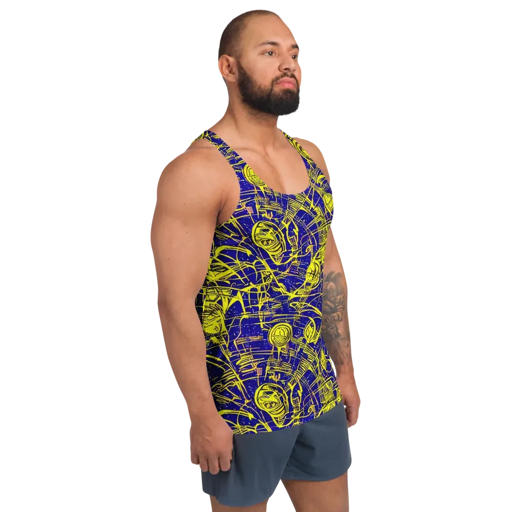 Neon Astronaut on Men's Tank Top — Right Front